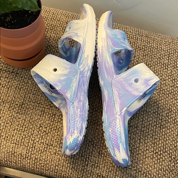 CROCS Purple and Cream Slide Sandals - Picture 6 of 8